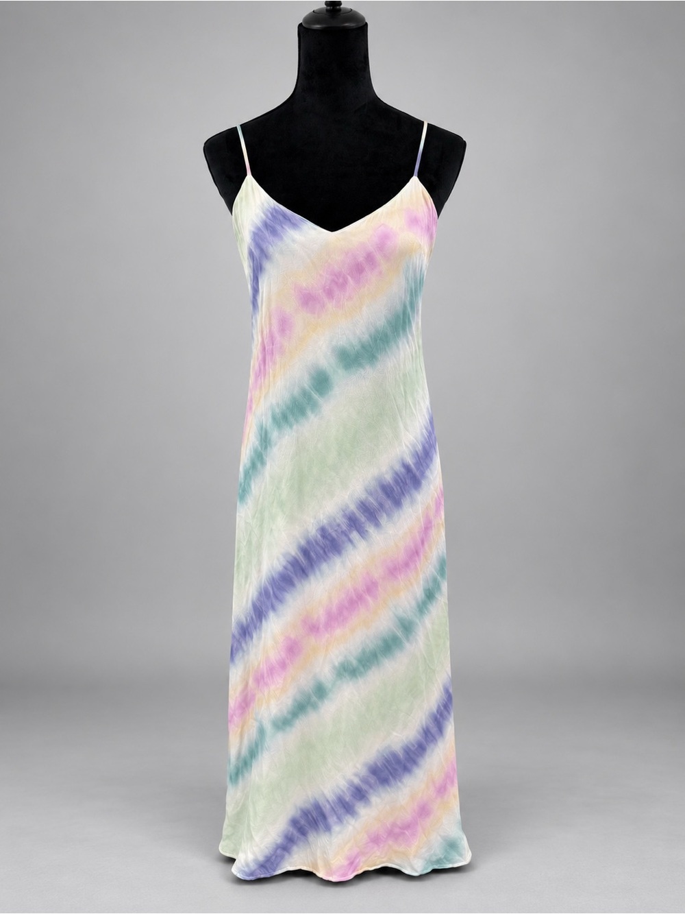 Zara Pastel Tie Dye Maxi Slip Dress Size M Viscose Strappy Y2K Summer